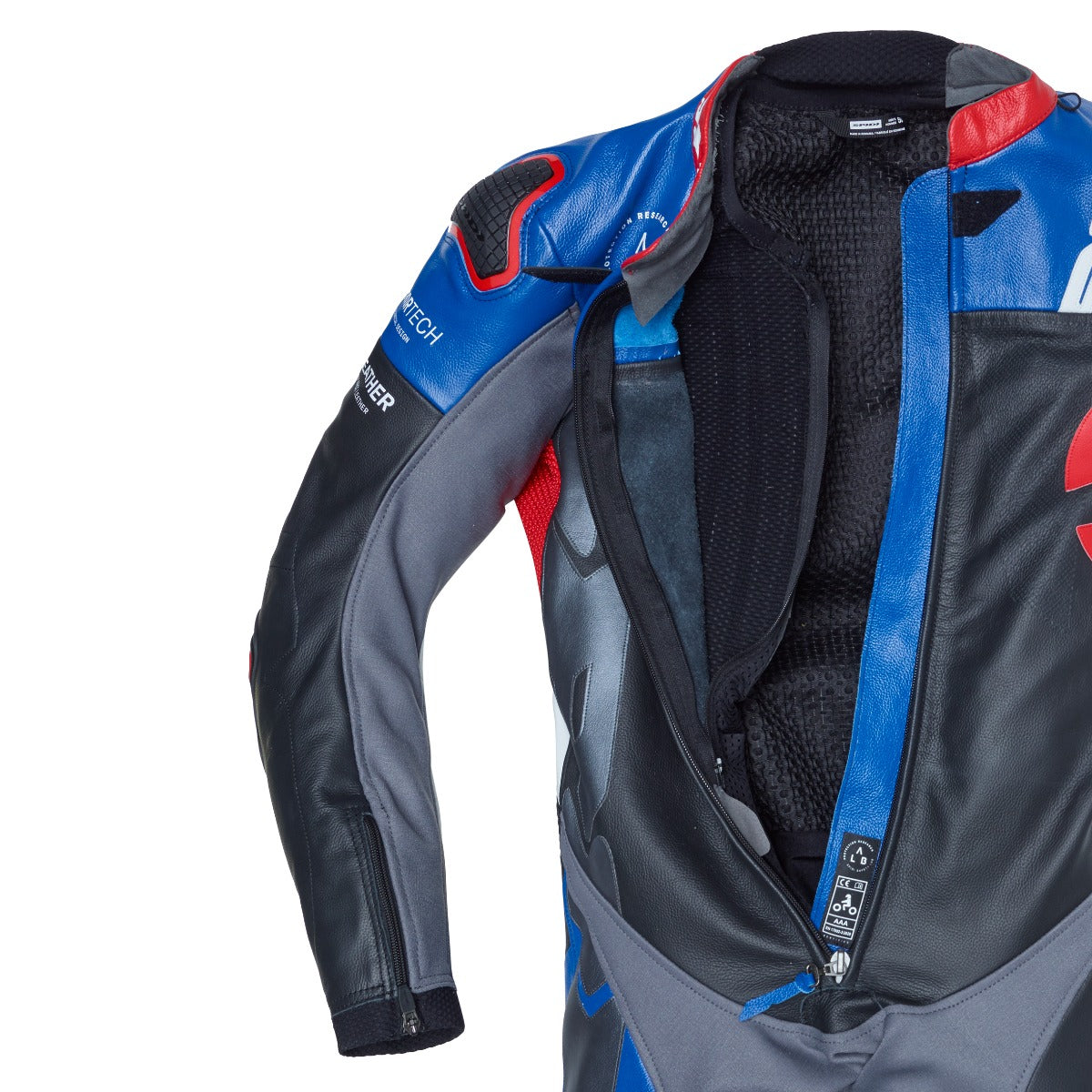 Spidi DP-Progressive eendelige overall Leren pak – Geperforeerd racepak | Heren | Blauw/Grijs | Y161238 