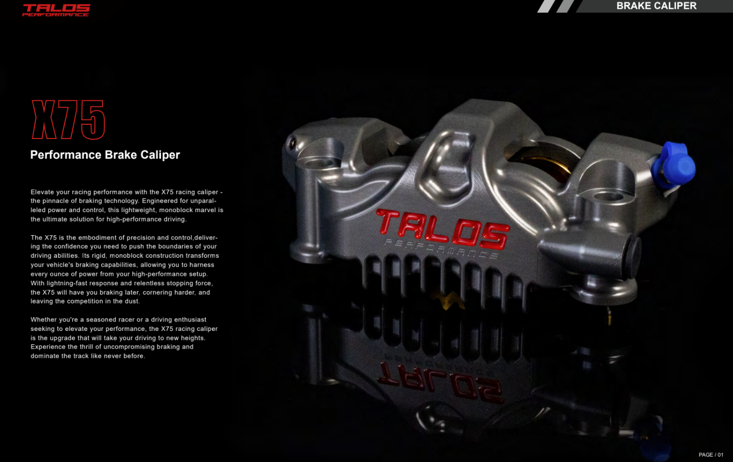 Talos X75 SBK Racing Monoblock P4 32/36 100mm Remklauw Voor Rechts | X75.100.HD.R 