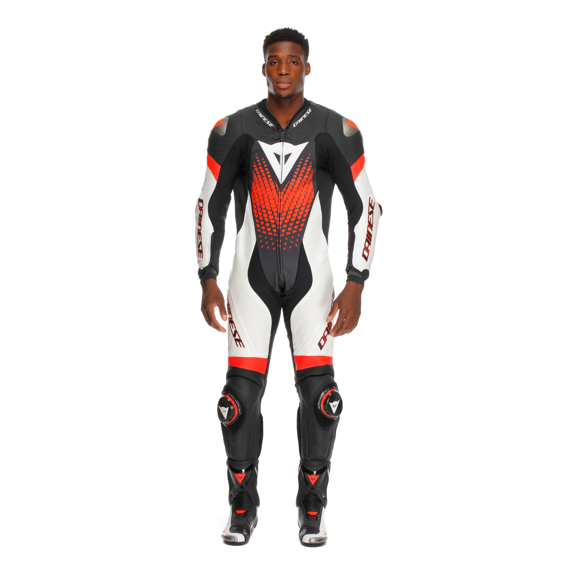 Dainese Laguna Seca 6 Eendelige leren raceoverall – Geperforeerde racepak | Heren | Wit/Rood 