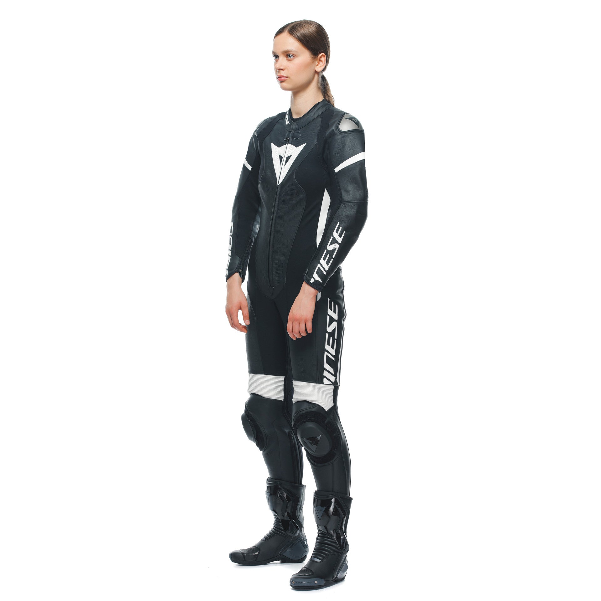 Dainese Grobnik Lady Eendelig Leren Pak – Geperforeerd Racepak | Vrouwen | Zwart/Wit 