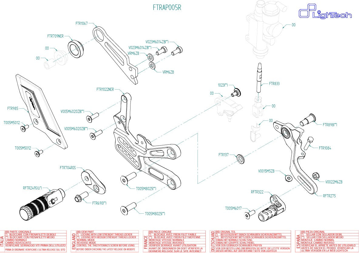 Voetsteun R LighTech Aprilia RSV4/RF/RR/1100 Factory (17-25) FTRAP005R 