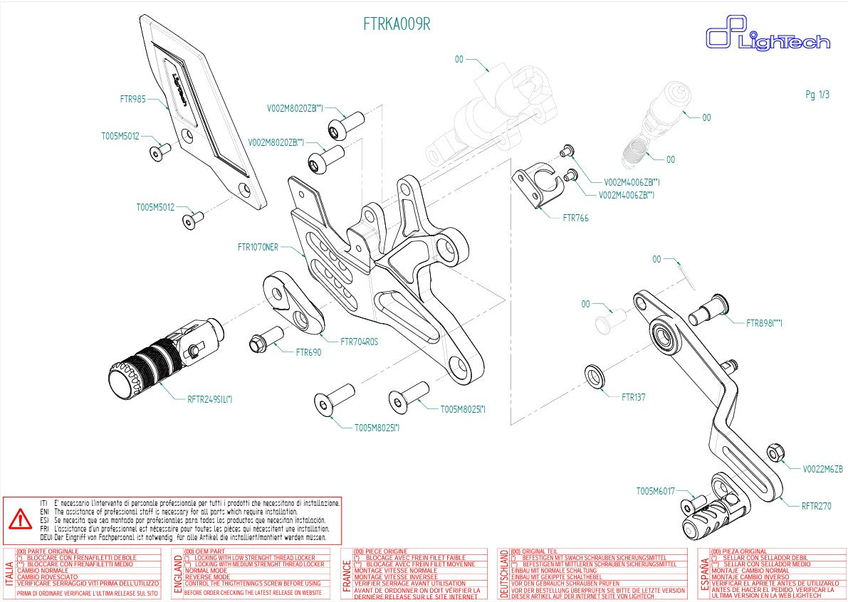 Voetsteun R LighTech omkeerfunctie Kawasaki ZX-6R/636/RR (05-25) FTRKA009R 