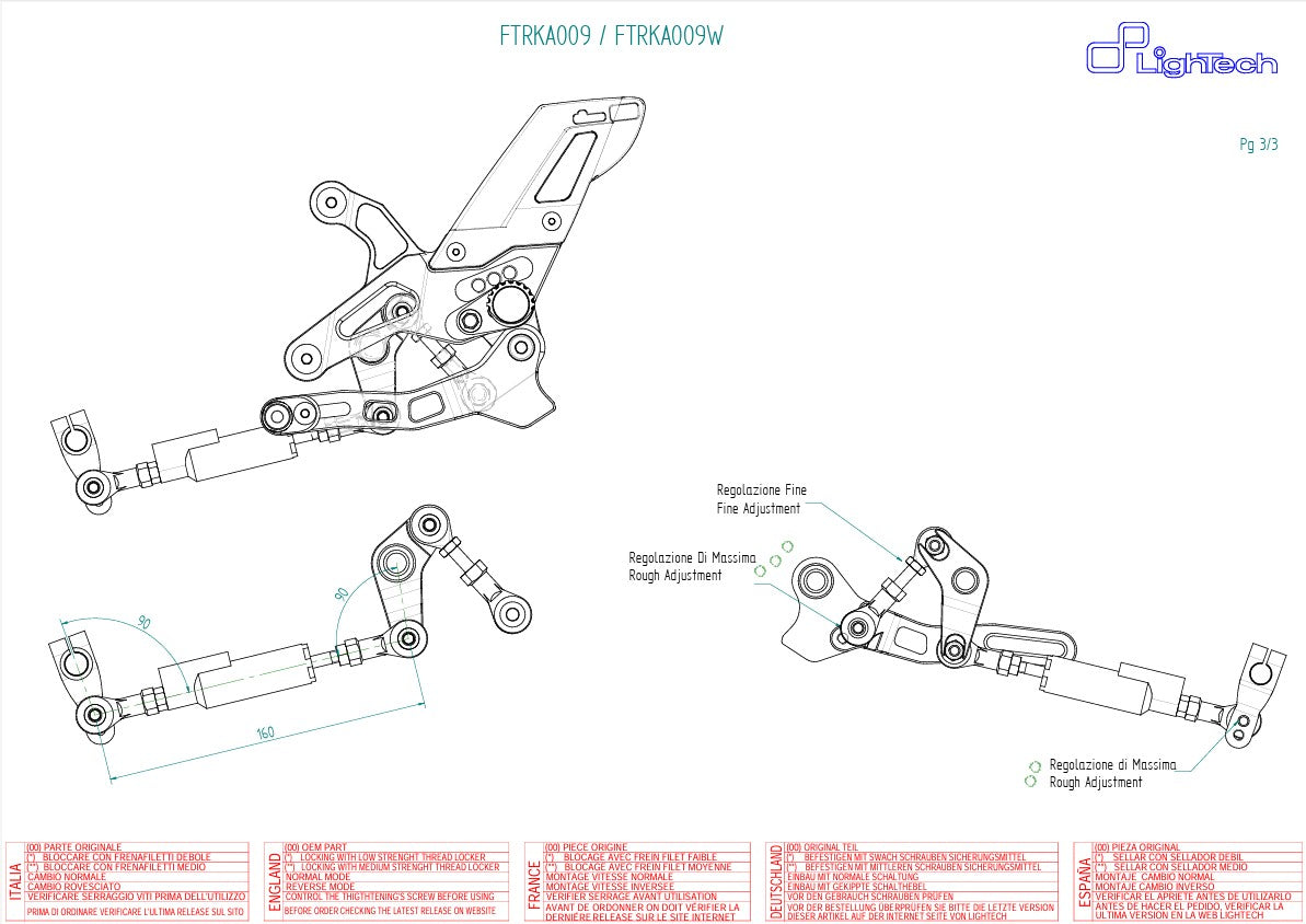Fußrasteninstallatie LighTech omkeerfunctie Kawasaki ZX-6R/636/RR (05-25) FTRKA009/W 
