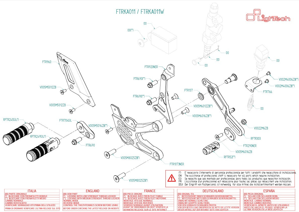 Voetsteun LighTech Kawasaki ZX-10 R/RR (21-25) FTRKA011/W 