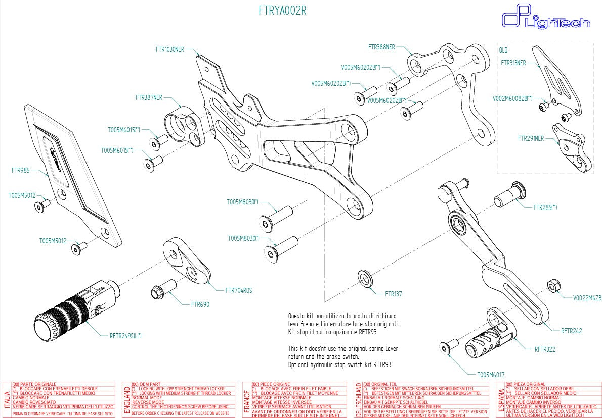 Voetsteun R LighTech Yamaha YZF-R6 (06-16) FTRYA002R 