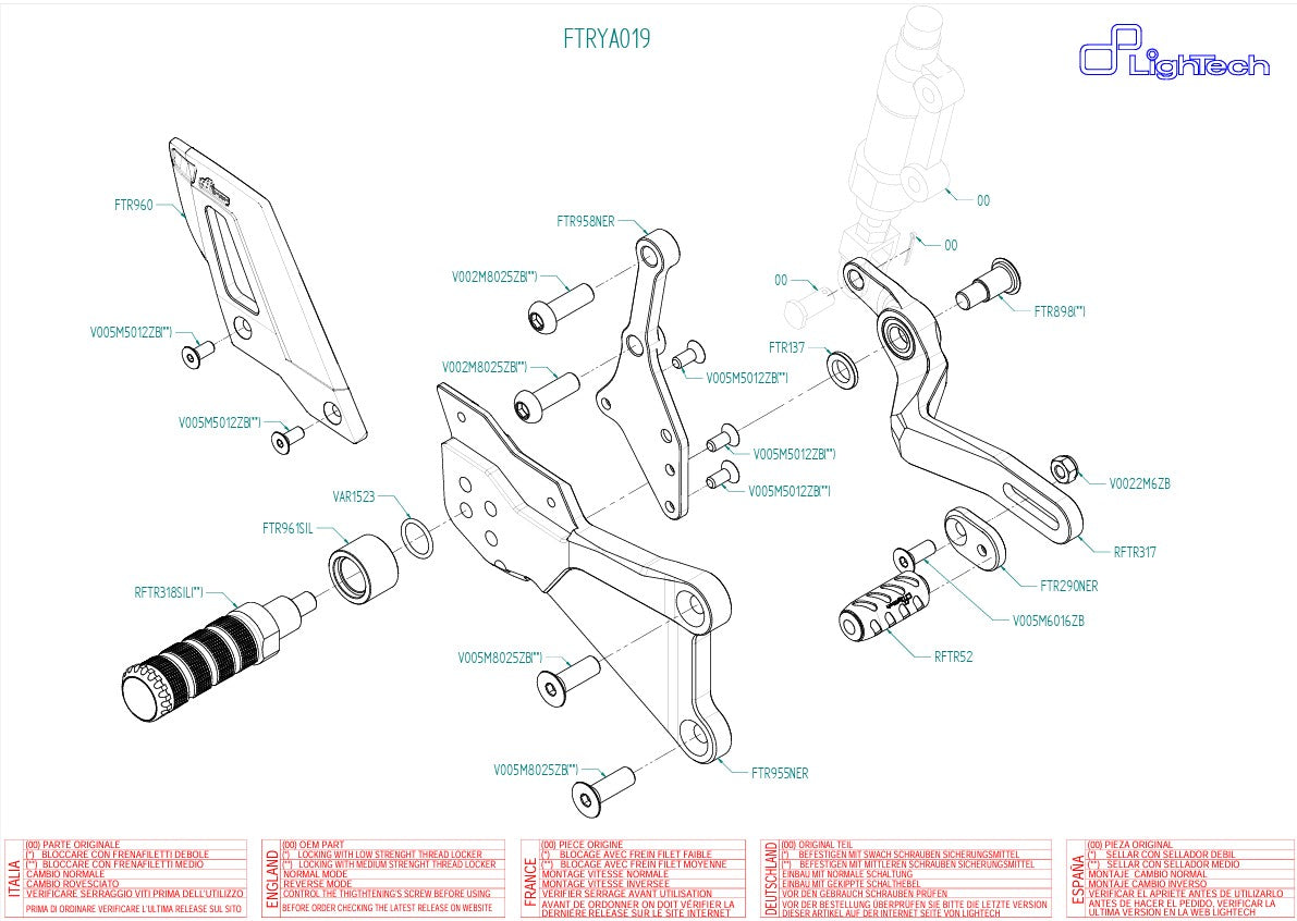 Voetsteuninstallatie Track-Use LighTech Yamaha YZF-R3 (15-25) FTRYA019 