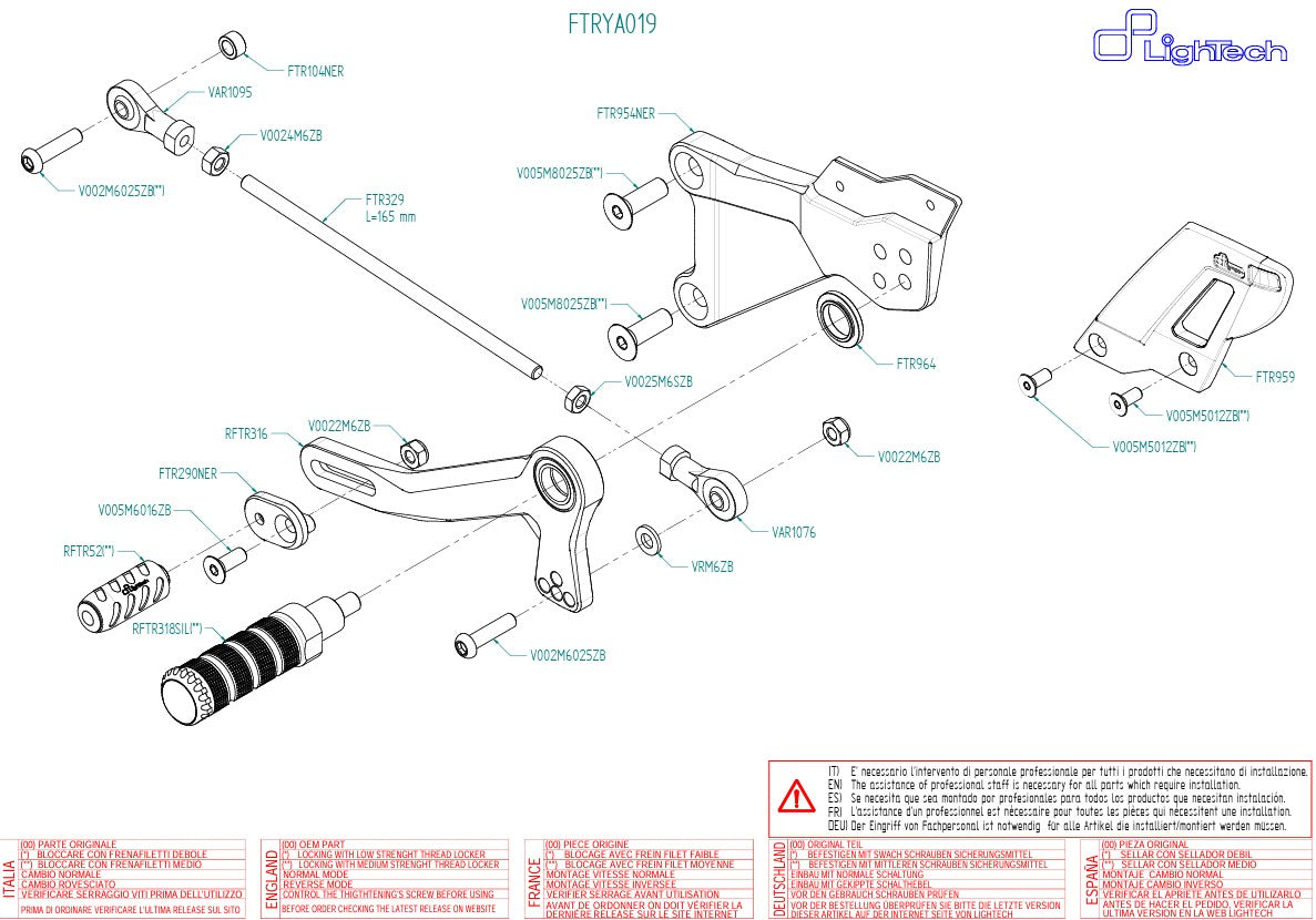 Voetsteuninstallatie Track-Use LighTech Yamaha YZF-R3 (15-25) FTRYA019 