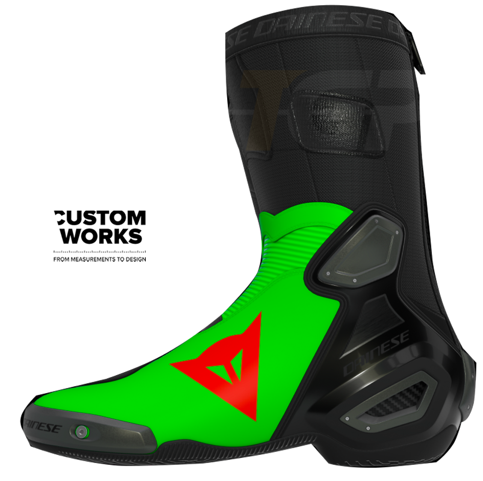 Dainese Axial 2 Racing en straatmotorlaarzen Franco Morbidelli Replica 2026 | Heren | Fluogroen / Fluorood | Custom Works 
