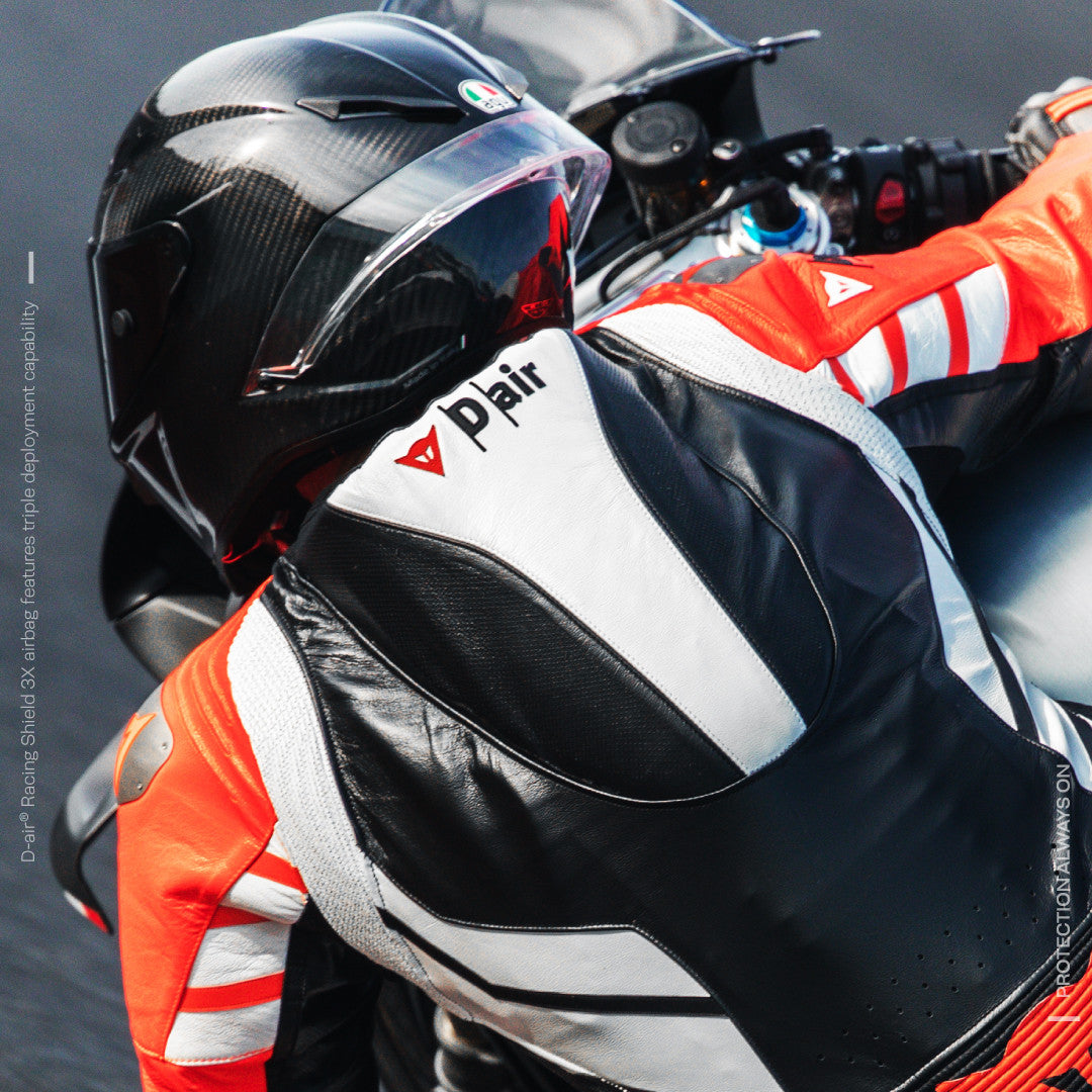 Dainese Mugello 3 D-AIR® Eendelig leren pak – Geperforeerd luchtzak racepak | Heren | Zwart/Rood 