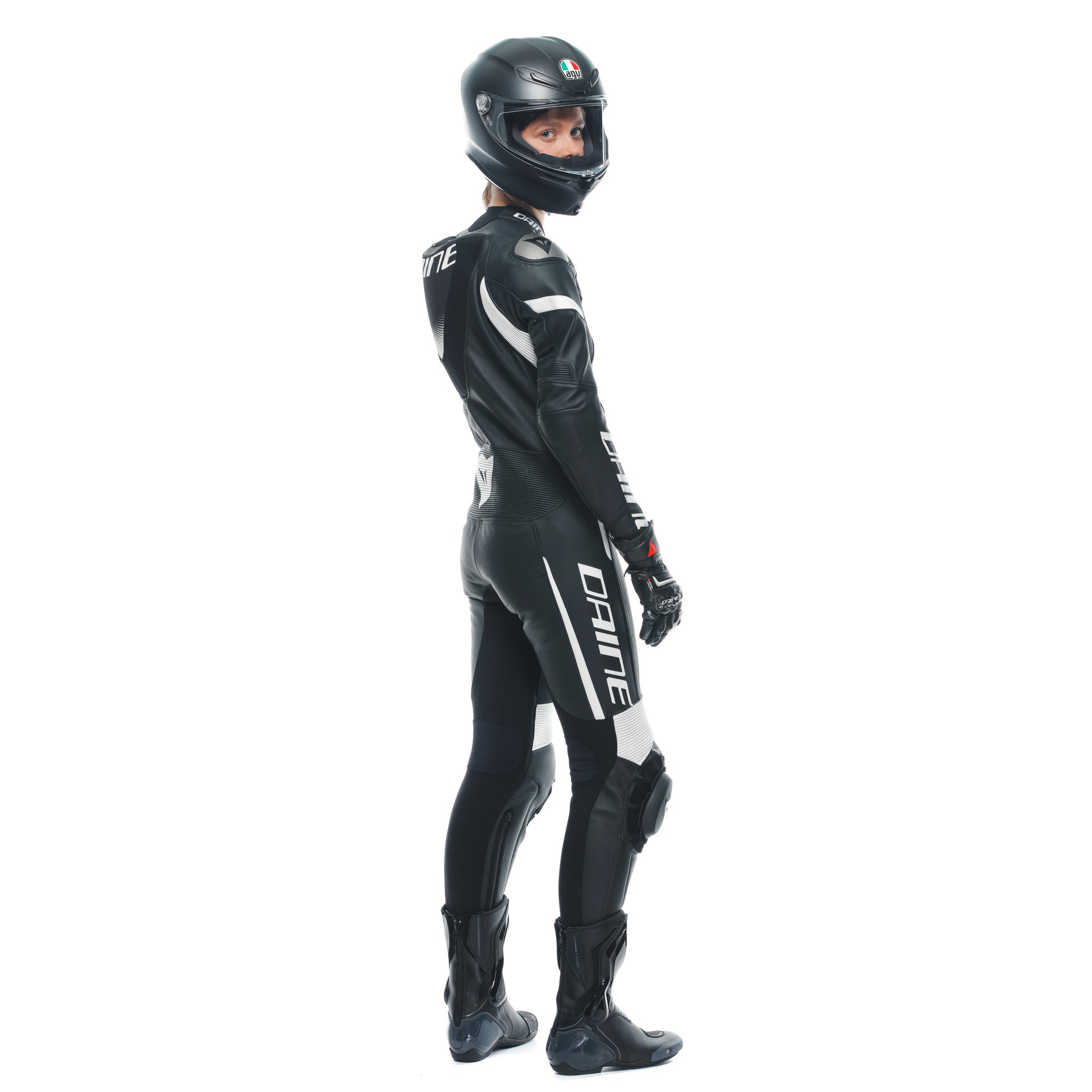 Dainese Grobnik Lady Eendelig Leren Pak – Geperforeerd Racepak | Vrouwen | Zwart/Wit 