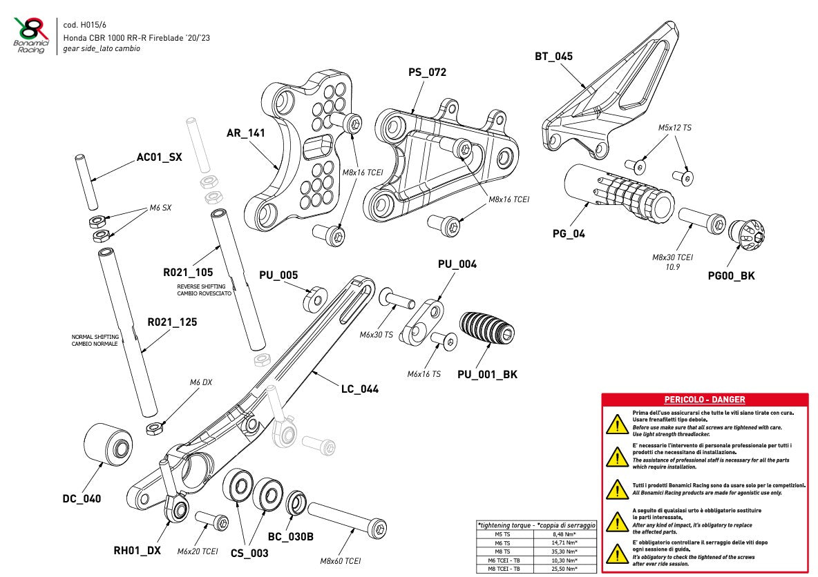 Voetsteun Bonamici Racing Honda CBR 1000 RR-R SC82 (20-25) H016 