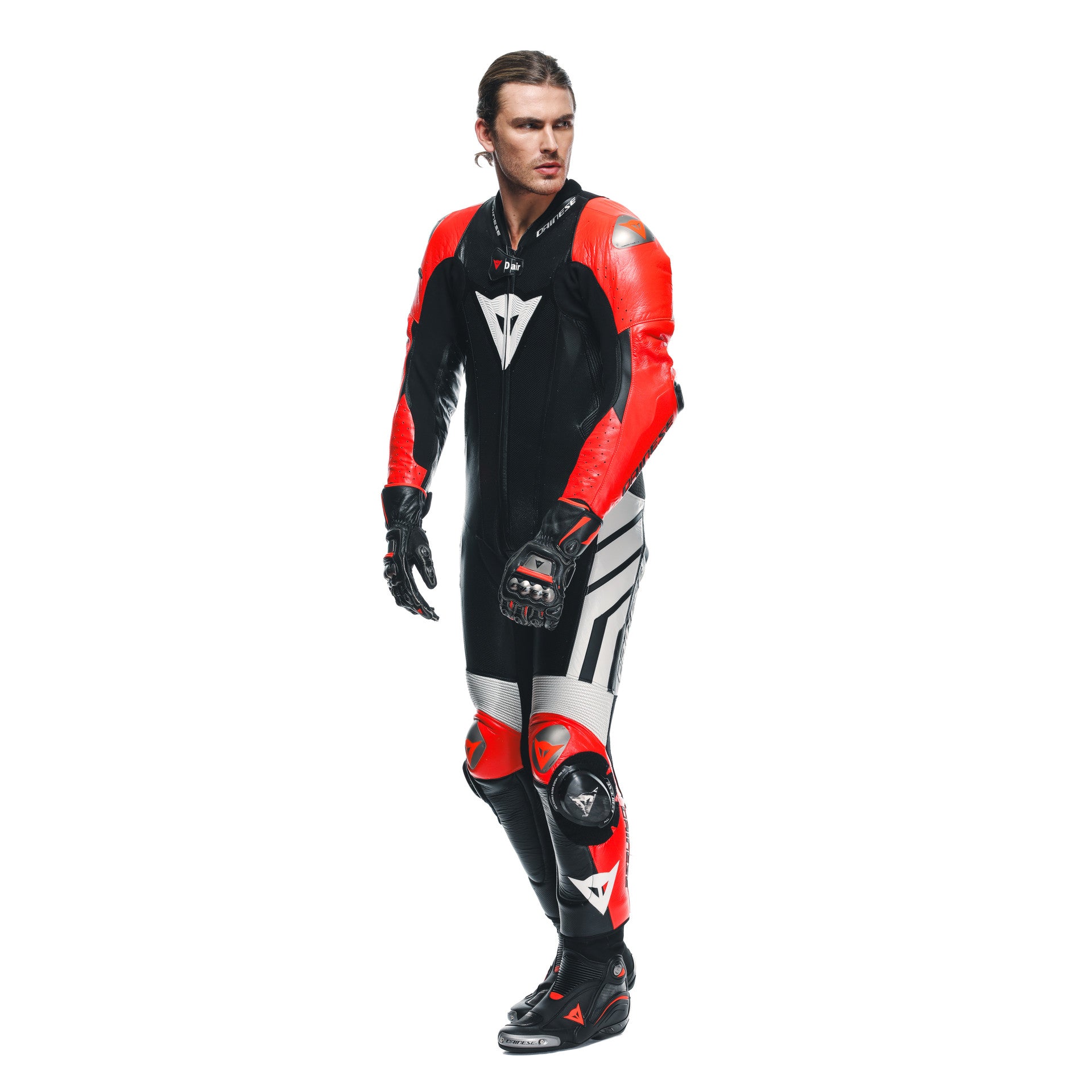 Dainese Mugello 3 D-AIR® Eendelig leren pak – Geperforeerd luchtzak racepak | Heren | Zwart/Rood 