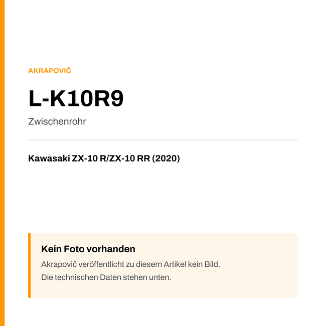 Akrapovic Zwischenrohr Kawasaki ZX-10 R / ZX-10 RR (20-20) L-K10R9 — Platzhalter, kein Herstellerfoto verfügbar