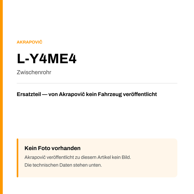 Akrapovic Zwischenrohr L-Y4ME4 — Platzhalter, kein Herstellerfoto verfügbar