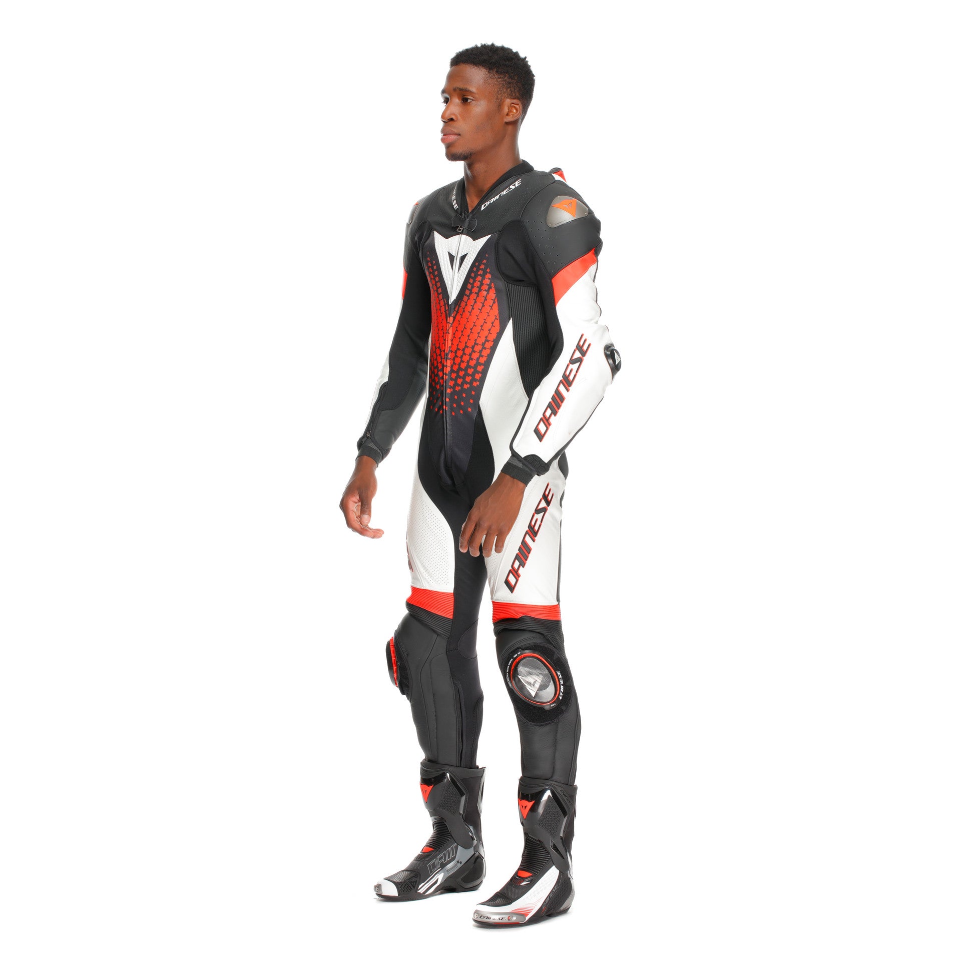 Dainese Laguna Seca 6 Eendelige leren raceoverall – Geperforeerde racepak | Heren | Wit/Rood 