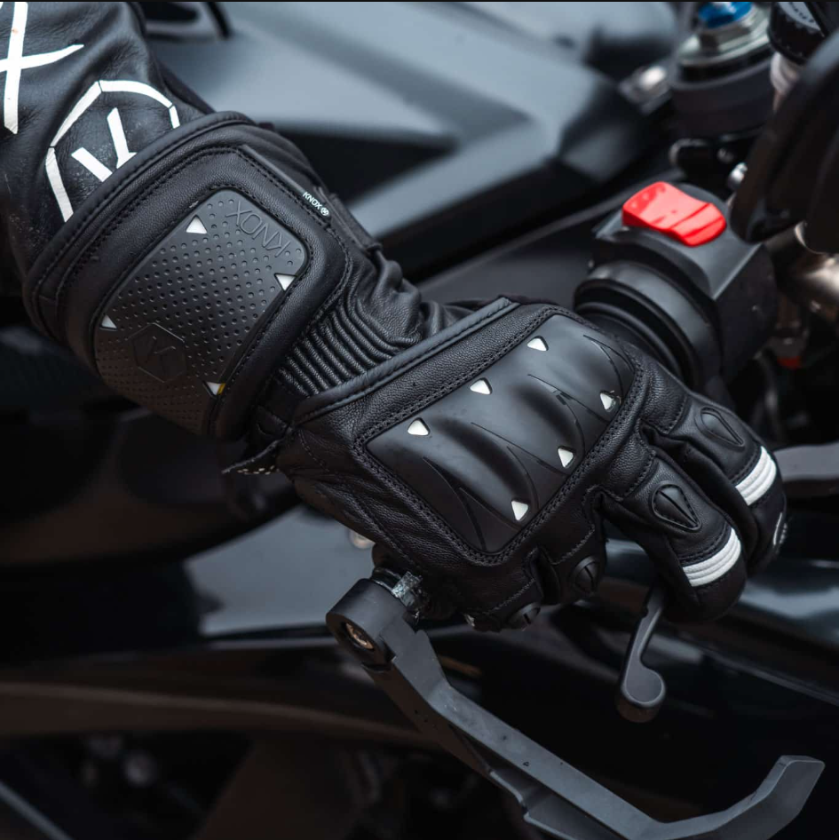 Knox Oulton MK2 sportieve lederen handschoenen | Heren | Zwart/Wit | 1011352160050 