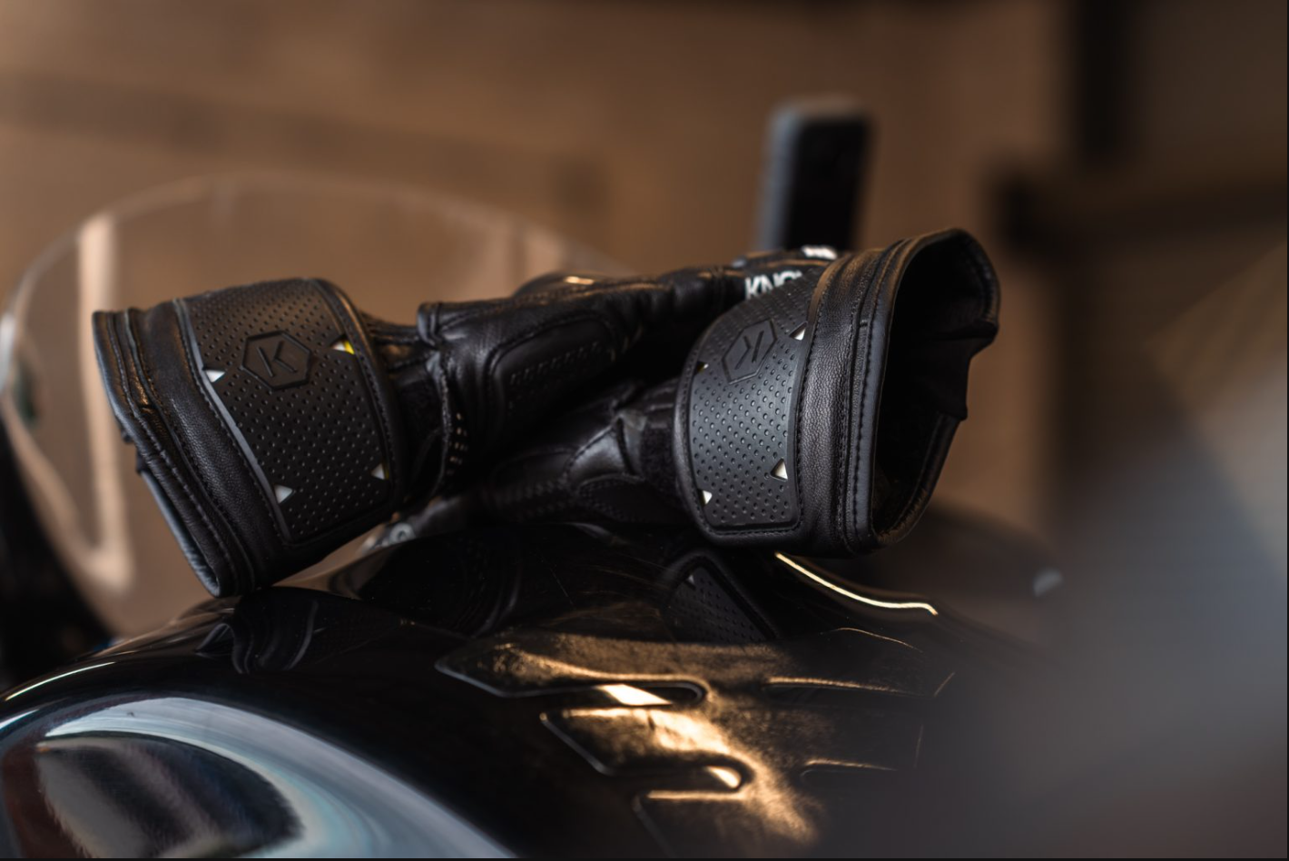 Knox Oulton MK2 sportieve lederen handschoenen | Heren | Zwart/Wit | 1011352160050 