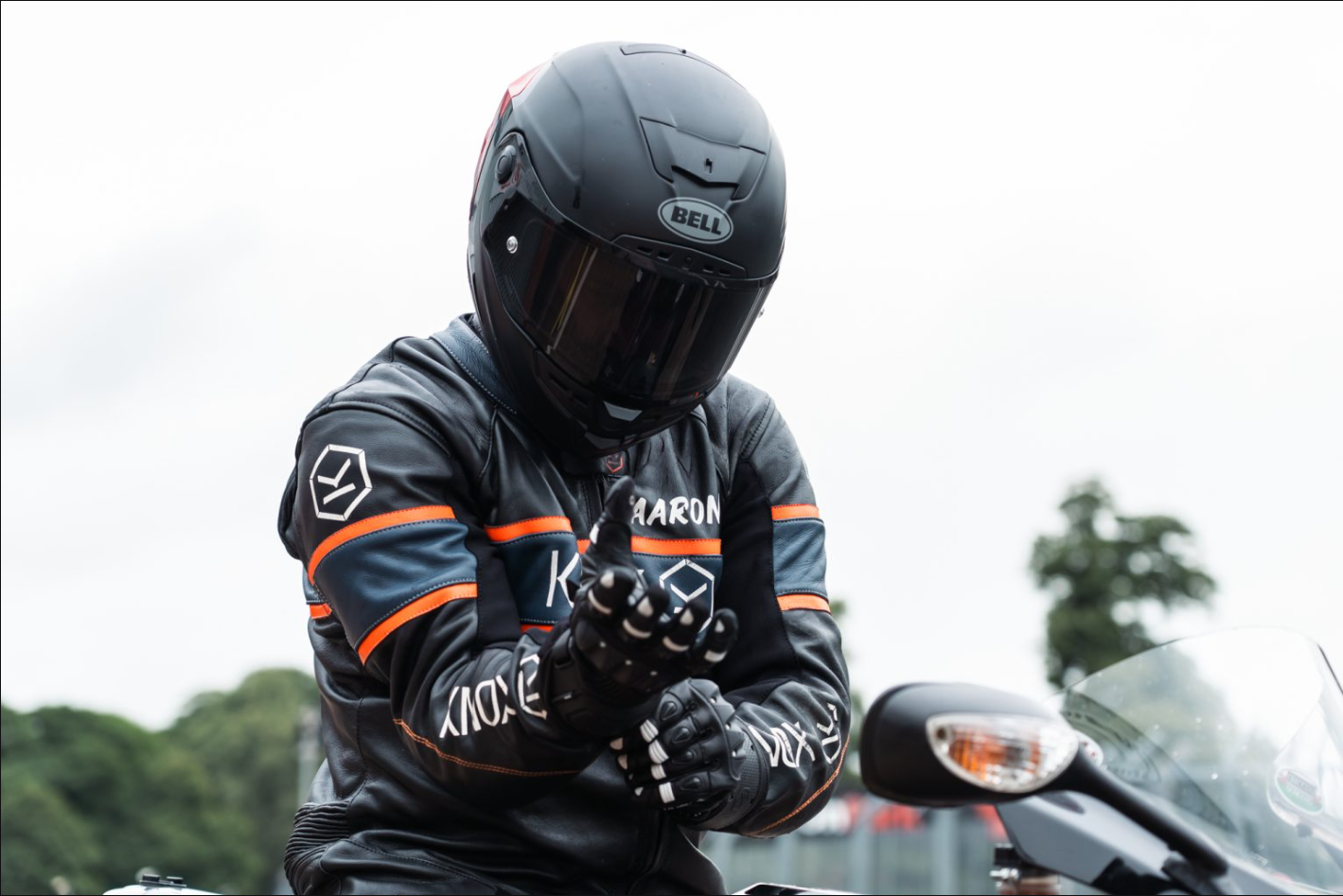 Knox Oulton MK2 sportieve lederen handschoenen | Heren | Zwart/Wit | 1011352160050 