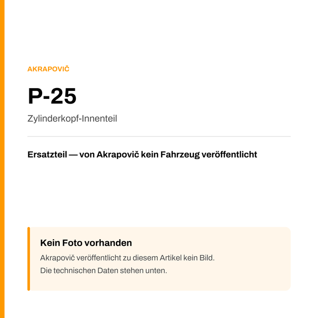 Akrapovic Zylinderkopf-Innenteil P-25 — Platzhalter, kein Herstellerfoto verfügbar