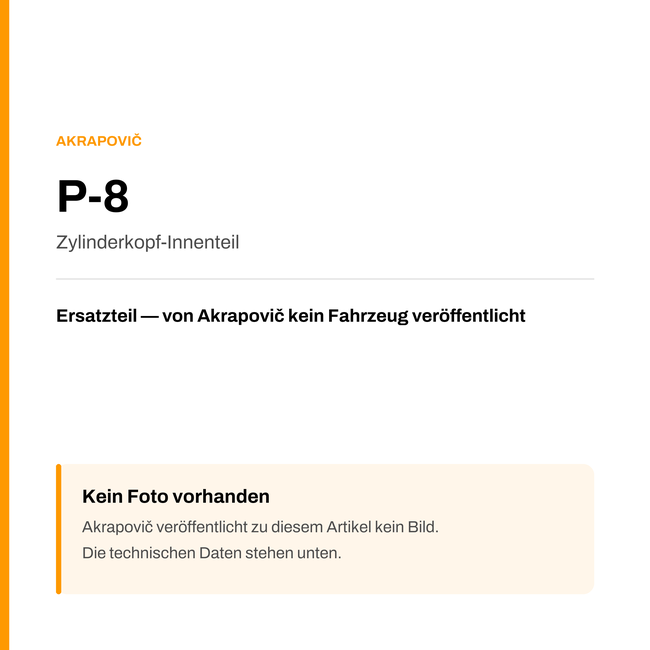 Akrapovic Zylinderkopf-Innenteil P-8 — Platzhalter, kein Herstellerfoto verfügbar