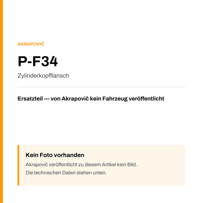 Akrapovic Zylinderkopfflansch P-F34 — Platzhalter, kein Herstellerfoto verfügbar