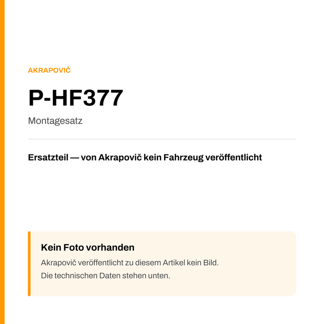 Akrapovic Montagesatz P-HF377 — Platzhalter, kein Herstellerfoto verfügbar