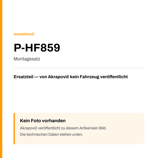Akrapovic Montagesatz P-HF859 — Platzhalter, kein Herstellerfoto verfügbar