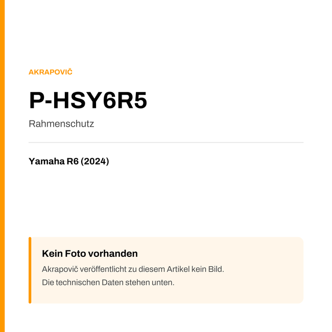 Akrapovic Rahmenschutz Yamaha R6 (24-24) P-HSY6R5 — Platzhalter, kein Herstellerfoto verfügbar