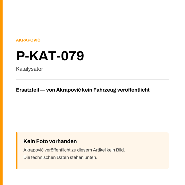 Akrapovic Katalysator P-KAT-079 — Platzhalter, kein Herstellerfoto verfügbar