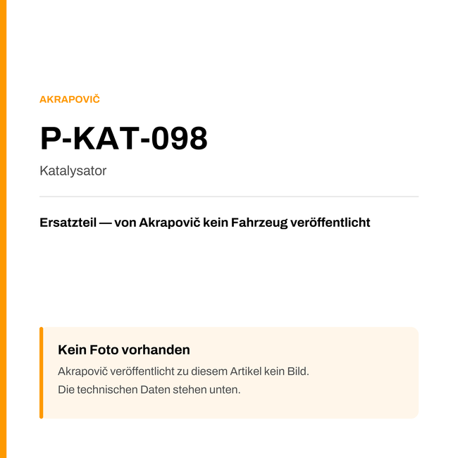 Akrapovic Katalysator P-KAT-098 — Platzhalter, kein Herstellerfoto verfügbar