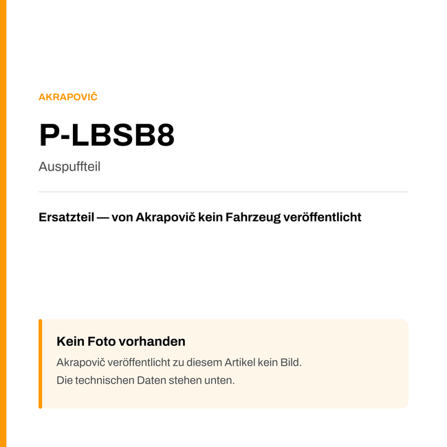 Akrapovic Auspuffteil P-LBSB8 — Platzhalter, kein Herstellerfoto verfügbar