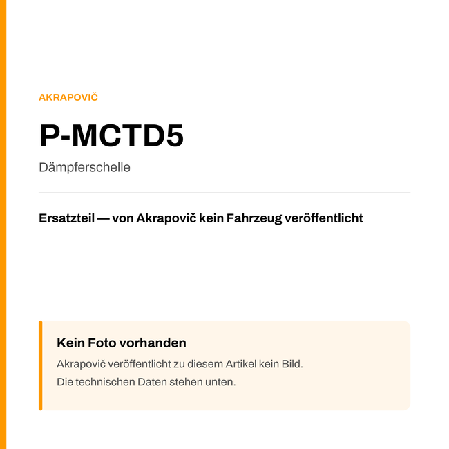 Akrapovic Dämpferschelle P-MCTD5 — Platzhalter, kein Herstellerfoto verfügbar