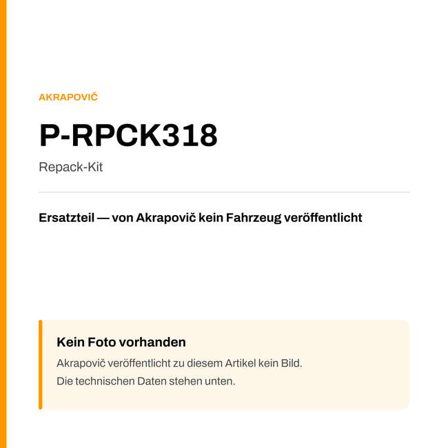 Akrapovic Repack-Kit P-RPCK318 — Platzhalter, kein Herstellerfoto verfügbar