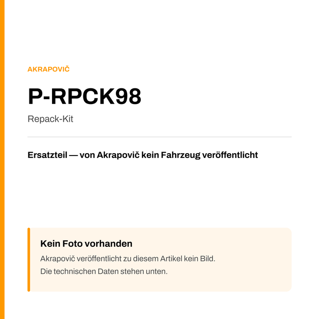 Akrapovic Repack-Kit P-RPCK98 — Platzhalter, kein Herstellerfoto verfügbar