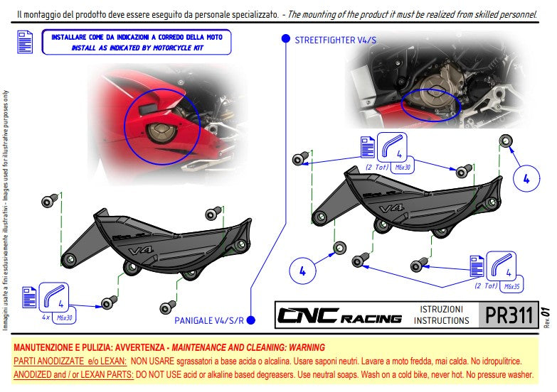 Aluminium lichtmachine beschermkap Pramac Racing Limited Edition CNC Racing Ducati Panigale V4/S (2025) PR311BPR 