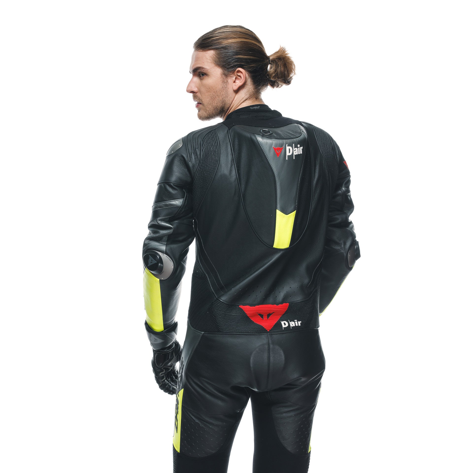 Dainese Misano 3 D-AIR® Eendelig Leren Kombi – Geperforeerd Airbag Racepak | Heren | Zwart/Neon Geel 