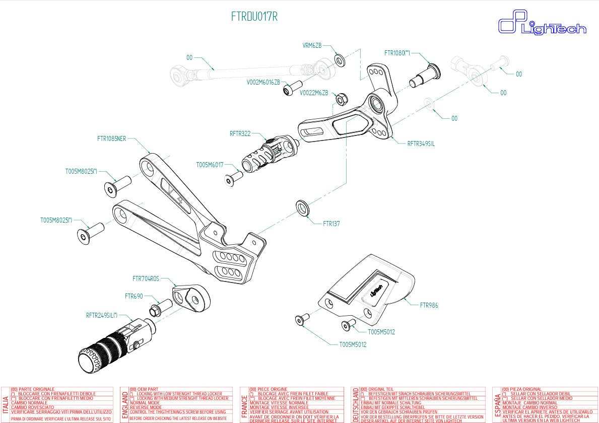 Voetsteun R LighTech Ducati Panigale V4/S (2025) FTRDU017R 
