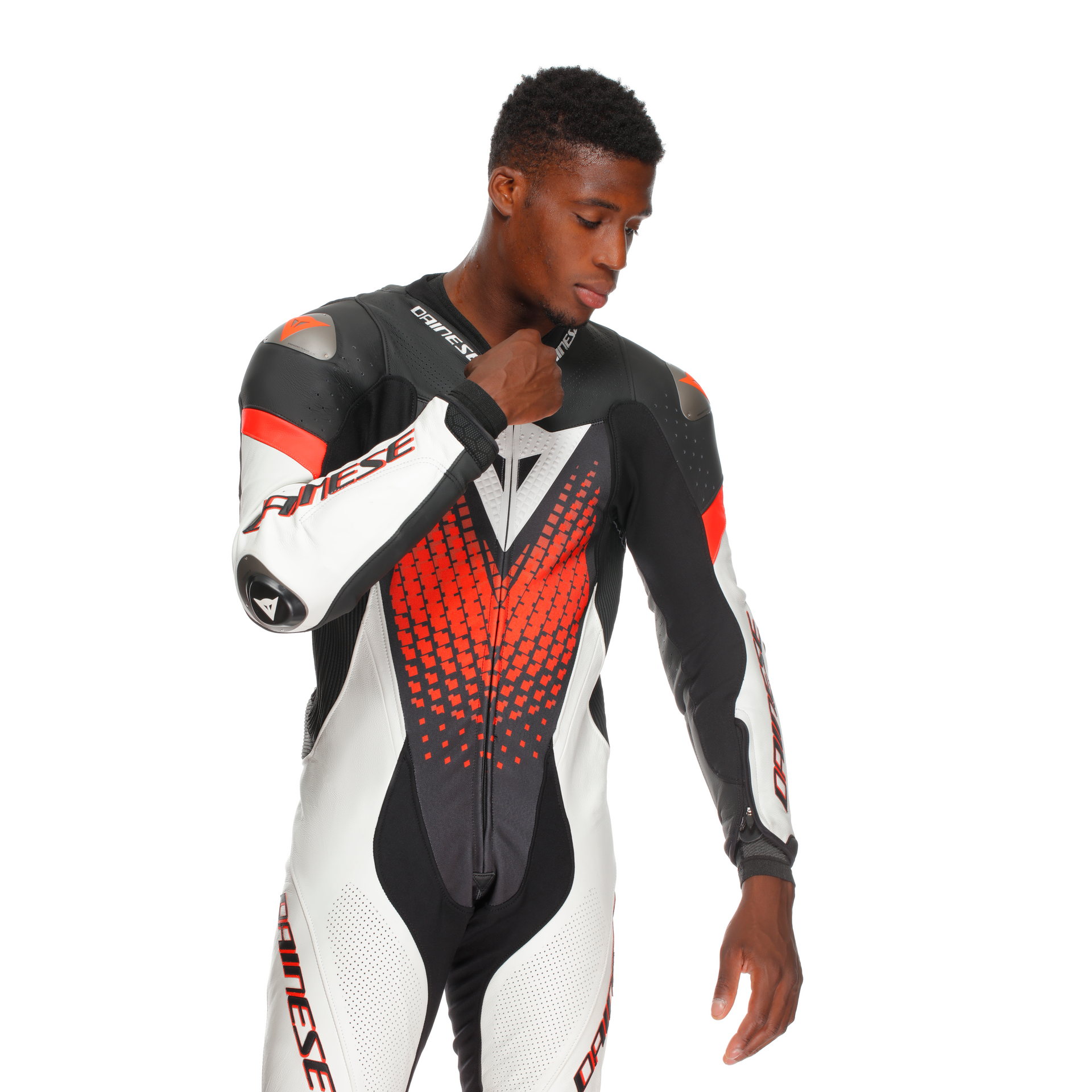 Dainese Laguna Seca 6 Eendelige leren raceoverall – Geperforeerde racepak | Heren | Wit/Rood 