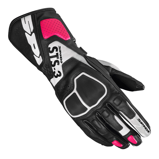 Spidi STS-3 Sport motorhandschoenen van leer | Dames | Zwart/Fuchsia | A220545 