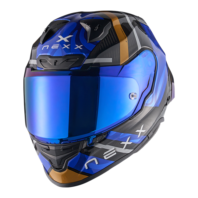 Nexx X.R3R Helm Swirl Carbon Diepblauw Goud 01XR323489126 