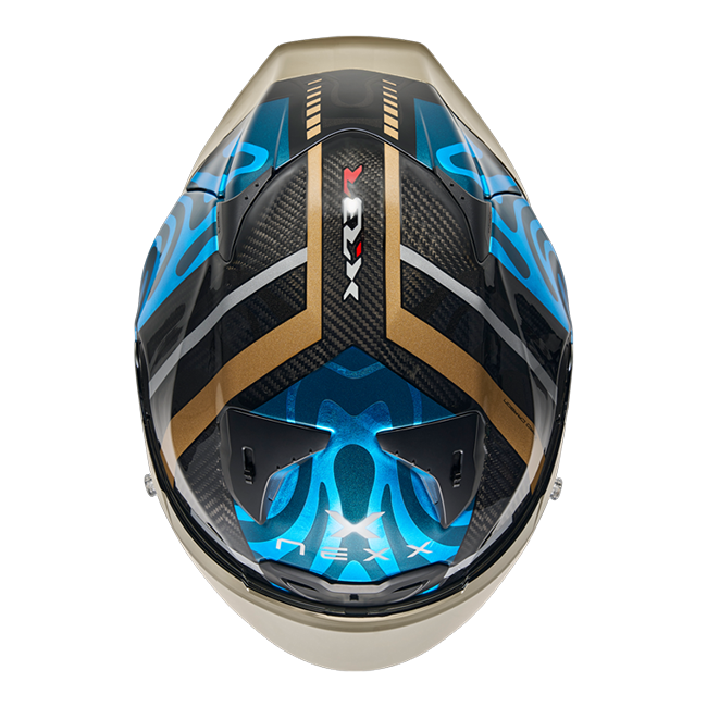 Nexx X.R3R Helm Swirl Carbon Hemelsblauw Goud 01XR323489780 