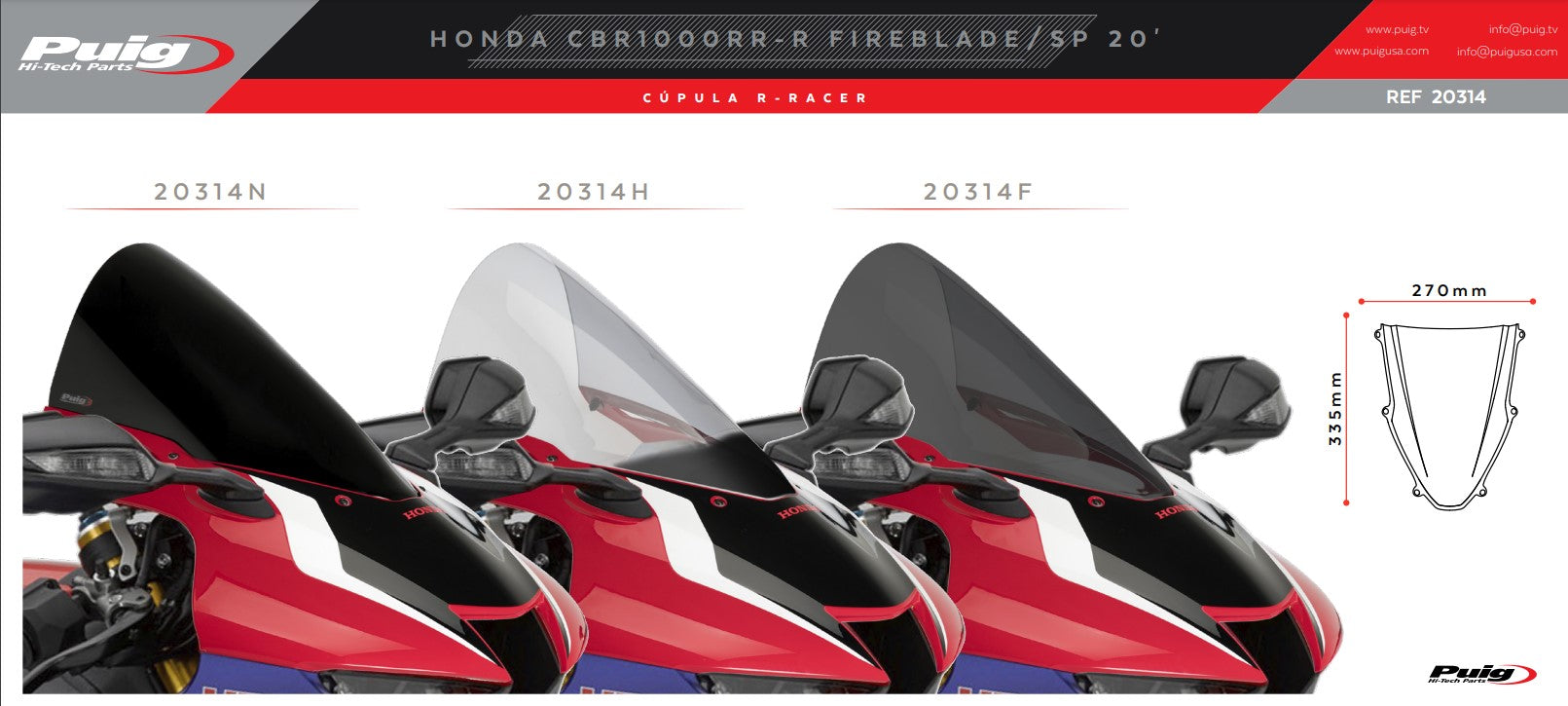 Puig R-Racer Windscherm Honda CBR 1000 RR-R SC82 (20-25) 20314 