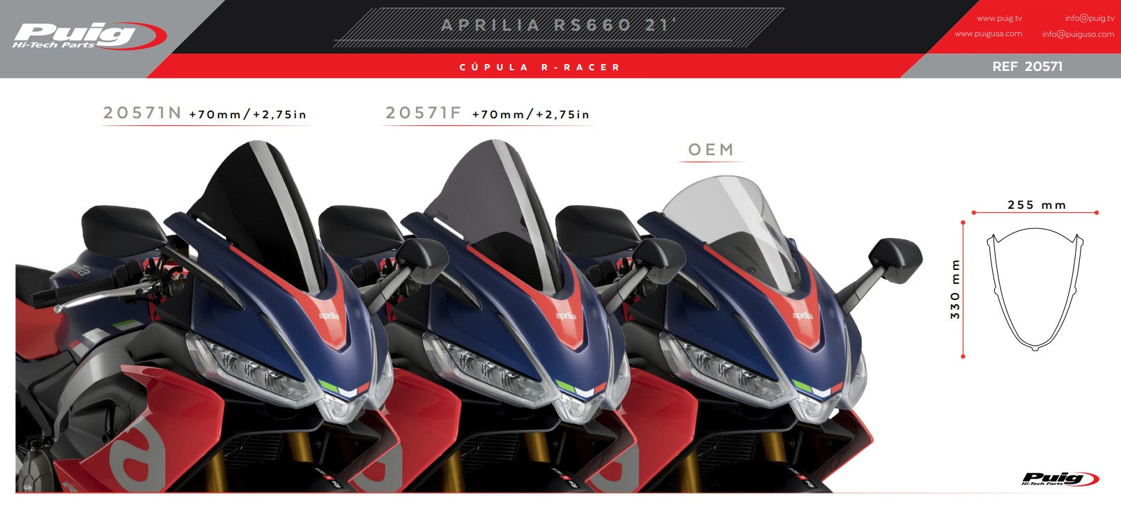 Puig R-Racer Windscherm Aprilia RS 660 (20-25) 20571 