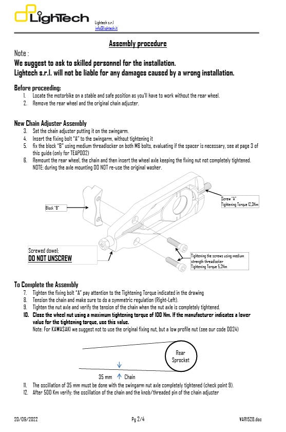 Kettenspanner LighTech Yamaha YZF-R1/M RN65 (20-25) TEYA005 