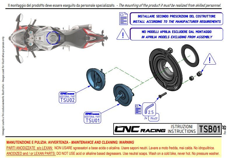Tankdop met Flange Carbon CNC Racing Ducati Panigale V4/S (2025) TSB01 