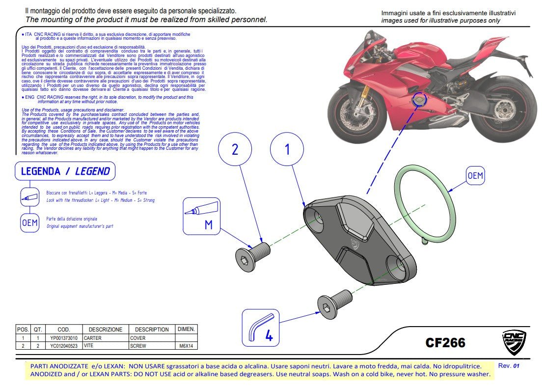 Ontstekingsdeksel / Timing Inspectie Deksel Troy Bayliss Limited Edition CNC Racing Ducati Panigale V4/S (2025) CF266TB 
