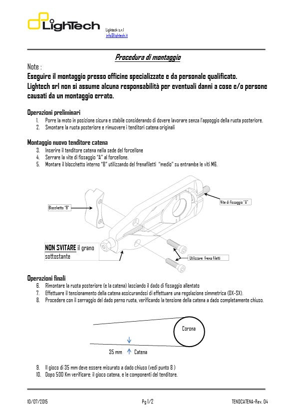 Kettenspanner LighTech Yamaha R6 RJ27 (17-25) TEYA006 