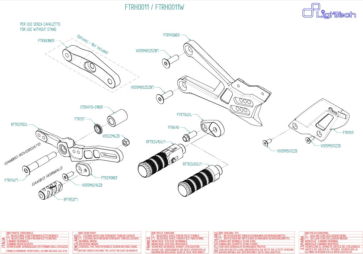 Voetsteun LighTech Honda CBR 1000 RR-R SC82 (20-25) FTRHO011/W 