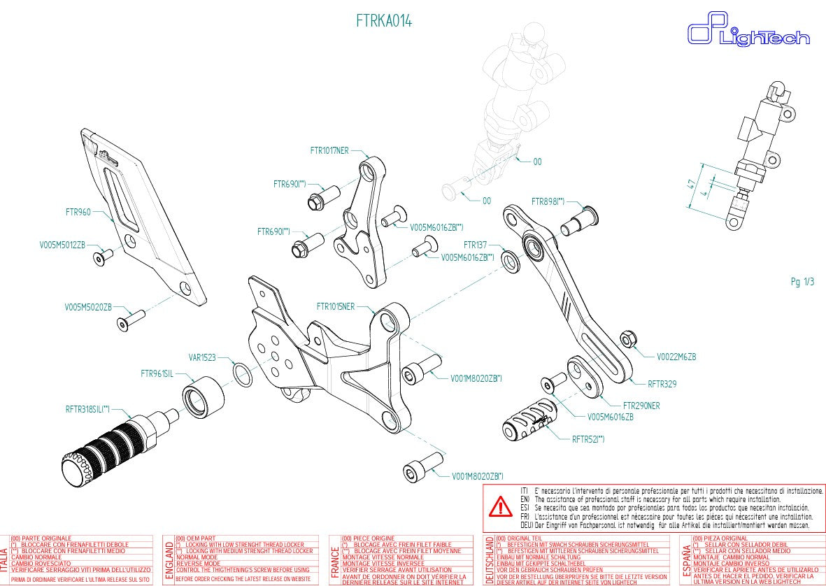 Voorste stuurinrichting Track-Use LighTech Kawasaki ZX-4 RR (23-25) FTRKA014 