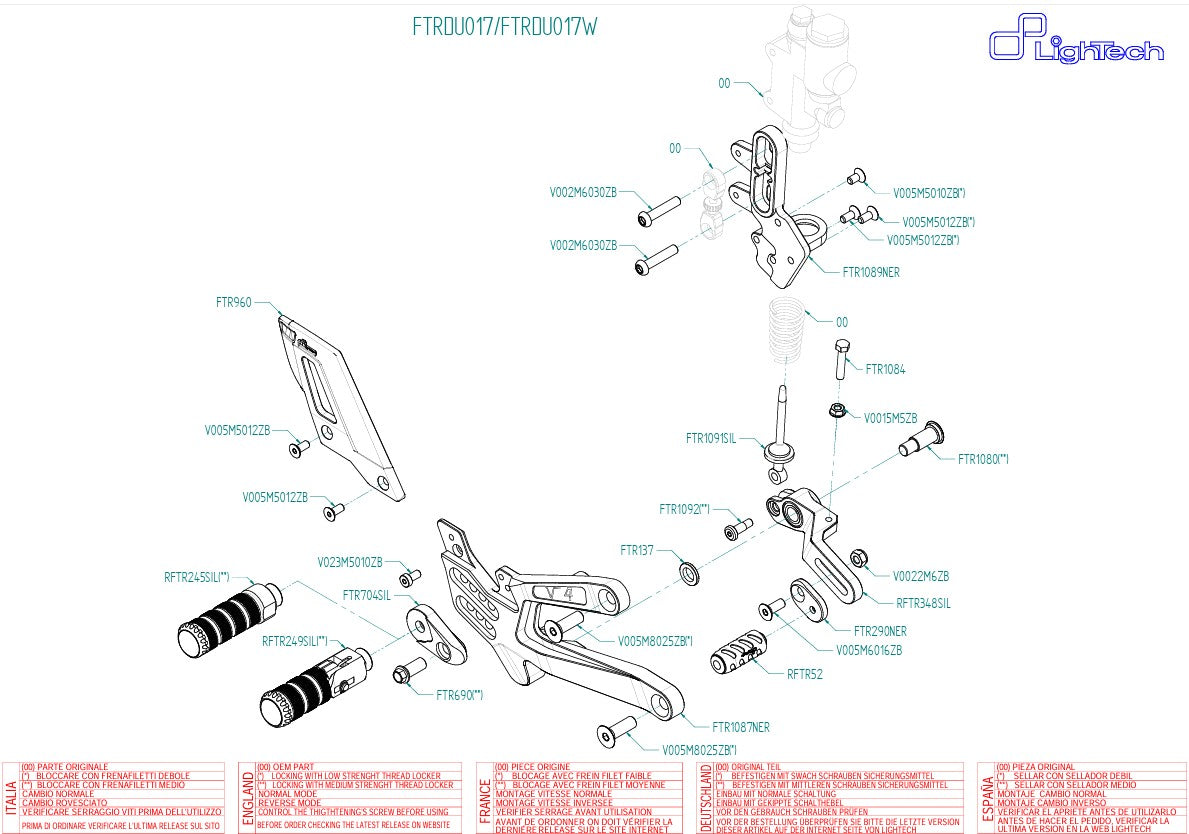 Voetsteun LighTech Ducati Panigale V4/S (2025) FTRDU017/W 